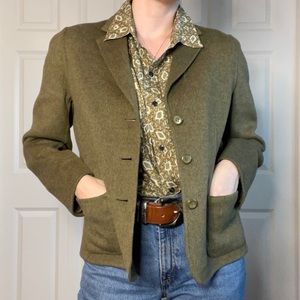 NWOT Pendleton Green 100% Merino Wool Three Button Blazer Coat Women's Size S